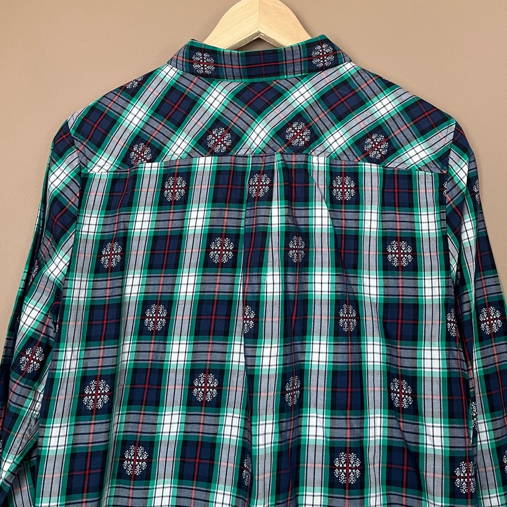 {Talbots} Classic Cotton Button Down in Snowflake Jacquard Plaid - Large Petite - Picture 5 of 9